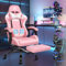ALFORDSON Massage-Gaming-Stuhl, 150° Neigung, ergonomischer Chefsessel, PU-Leder mit Fußstütze, höhenverstellbar, Rennstuhl, 180 kg Tragkraft, Rosa