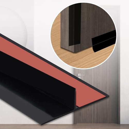 Coengwui Duschabweisender Zugluftstopper zum Aufkleben, T-förmige Silikon-Dichtungsstreifen, doppelseitiger selbstklebender Dichtstreifen für Spalten (Schwarz, 5cm x 3.1m)