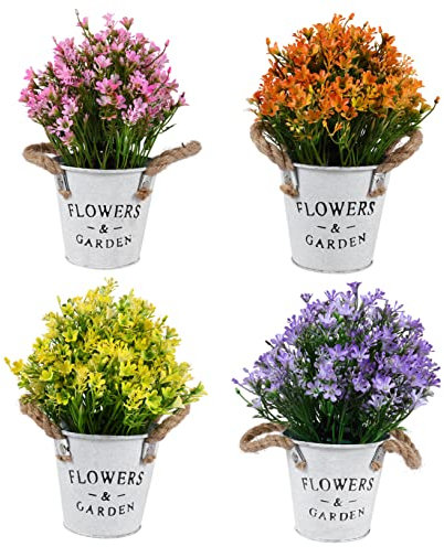 ORFOFE 4 Stücke Künstliche Bonsai Pflanze Gefälschte Topfpflanze Hause Ornament Lebendige Und Zufällige Farbe