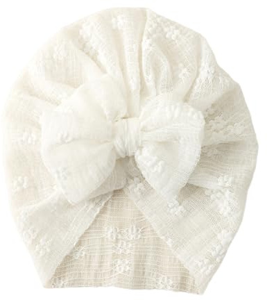 EIHI Sommerhut Baby Mädchen UV Schutz Sonnenhut Mütze Baby Sommer Mützen Spitze Textilien Mit Schleife und Bindebändern für Babys 0-3 Weiß