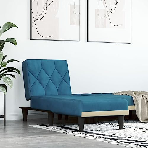 KLYEON Chaiselongue Blau Samt,Multifunktionale Ausziehbare Samt Chaiselongue Bequemer Rückzugsort und Schlafsofa Chaiselongues
