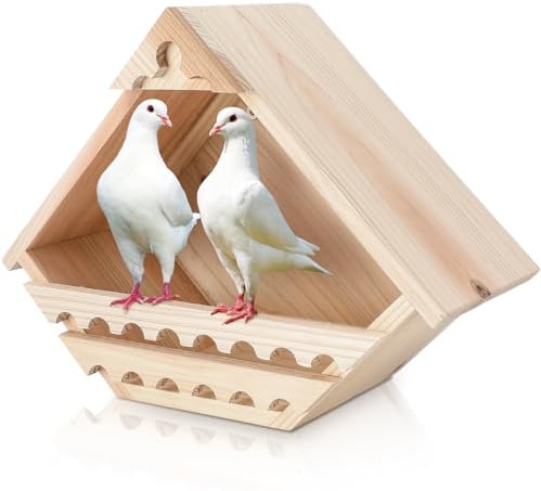 DoubleFill Zederntaube Nistkasten Taube Vogelhaus Nistkasten Outdoor Holz Taubenhaus Dreieckige Öffnung Vogelkasten für Tauben Nist- und Überdachungsplattform Gartendekoration