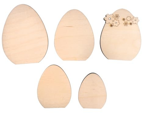 Rayher Ostereier, Holz-Deko-Eier, 4,5 – 7,5 cm, 5 Stück, sortiert, Holz, FSC zertifiziert, natur, Tischdeko, Tischstreuer, Streudeko Ostern, Osterdekoration, 46780505