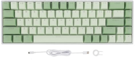 Yanmis Mechanische Tastatur, Matcha-Thema, USB-Kabeltastatur, RGB-Hintergrundbeleuchtung, 68 Tasten, Roter Schalter, Computertastatur für ME XP, für Vista, für