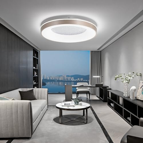 Mikeru 50cm Flush Mount Rose Gold Ceiling Light, 3 Colour Temperature 3000k/4500k/6500k Round Ceiling Light, Ultra Slim LED Fixture for Living Room, Study, Office, Dining Room