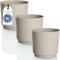 idea-station MATA Blumentopf Set 3 x 14.5 cm - 1.8 Liter - beige - bruchsichere Blumentöpfe aus Plastik für verschiedenste Pflanzen, Blumen - Matte Übertöpfe für innen und außen