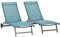 Outsunny Pack de 2 Tumbonas de Jardín Exterior Tumbonas Reclinables de Aluminio con Respaldo Ajustable de 5 Niveles y Ruedas para Playa Piscina 165x66x102 cm Azul y Gris