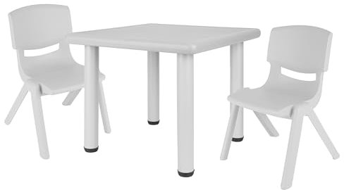 Bieco Kindertisch mit 2 Stühlen | Für Innen und Außen | Kindertisch mit Stühle Stapelbar & Kippsicher | Basteltisch Kinder Tisch Stuhl Set Maltisch für Kinder Sitzgruppe Kinder Tisch mit 2 Stühlen