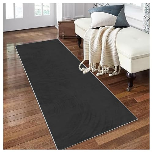 Alfombra de Pasillo Larga Moderna de 3 Metros, Alfombra de Cocina Antideslizante, Alfombras Pasilleras Lavables con Respaldo de Goma, para Entrada, Habitación, Pasillo, Escalera, Negro,50X300CM