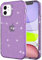 Riccase for iPhone 12 Case, Clear Cute Glitter Sparkly Transparent iPhone 12 Pro Phone Case Soft TPU Anti-Yellow & Shockproof Protective for Women Girls, Purple Glitter