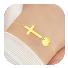 Esmoly Armband Damen Silber 925 Kreuz Armbands 18k Vergoldung Armband mit Buchstaben Geschenke für Frauen Mädchen (Gold D)