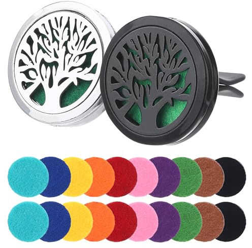 2 Stück ​​Auto Diffuser​​ für Ätherische Öl Diffusor, ​​Edelstahl Auto Duft Clip​​ Lufterfrischer 3cm/1.18in Magnetisch, Autoduft​Aromatherapie Ätherisches mit 20 Ersatzpads für Auto Büro Wohnung