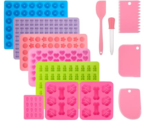 HAOWANWW 11Pcs Backmatte Hundekekse Silikon Backform Hundekekse Set mit Schaber,Tropfer für DIY Leckerlis für Hunde für DIY Hundekekse,Schokolade,Süßigkeiten,Kekse,BPA-frei