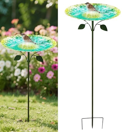 Vogeltränke Stehend Ultra Rostfrei Robust Langlebig Vogelbad Garten Metall Vintage Vogeltränke Futter Metall Vogelbad für draußen Groß Frostsicher Winterfest Vogeltränke
