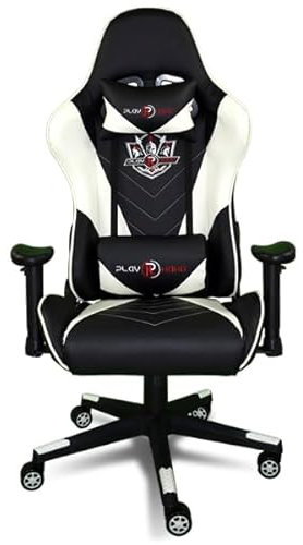 Silla Gaming Ergonómica con Altura Ajustable | Ideal para Oficina Escritorio Teletrabajo Estudio Juego Ordenador | Comodidad y Versatilidad de Uso (Blanco y Negro)