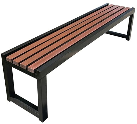 CROWEL Gartenbank aus Metall ohne Rückenlehne – Sitzgelegenheiten im Freien for Balkon/Park/Schule – wetterbeständig/einfache Montage(Black+carbonized,40W100L45H)