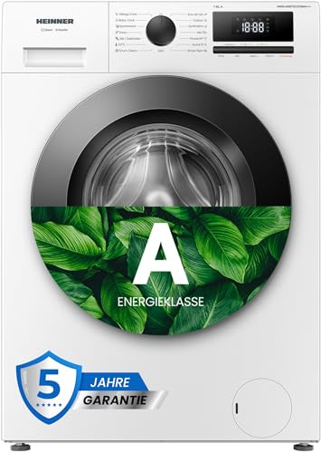 HEINNER HWM-HME7012IVSMA+++ Waschmaschine 7 kg – Frontlader 1200 U/min, Inverter Motor, 14 Programme mit Power 49' & Quick 15', Energieklasse A, LED-Anzeige, Mengenautomatik