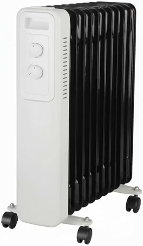 BRICOZONE Radiatore A Olio 2500W Con Tredici Elementi Termici Tre Livelli Di Riscaldamento Termostato Regolabile Protezione Anti Surriscaldamento Ruote Scorrevoli Avvolgicavo Integrato Per Casa