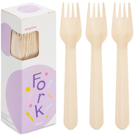 Cherrypick 150 Pack Disposable Wooden Forks, 16cm Natural Wood Forks, Disposable Cutlery for Party, Picnic, Camping, Birthday, Restaurant, Wedding, Everyday Use