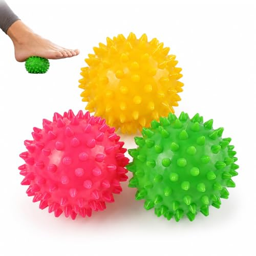 3PCS Balle de Massage de Degré Dureté, Balle Hérisson Ergonomique, pour Massage Des Pieds, du Dos et Des Fascias, Balle À Picots Antidérapante Avec de Réflexologie, Détente