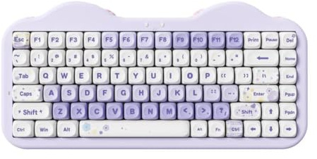 PRTpxgQQS C75 Pink Wireless Mechanical Keyboard 75 Percent Creamy Hot Swap RGB Keyboard Gasket Mount Cute Cake Design Compatible With Gaming(Purple)