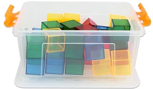 Betzold - Transparente Klötzchen, Bunte Bausteine für Lichttisch, inkl. Box