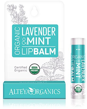 Alteya Bio Lippenbalsam Lavendel und Minze 4.5g – USDA Organic-zertifiziert Rein Natürlich – Lippenpflege auf der Basis sorgfältig selektierter Auswahl an Pflanzenölen und-buttern