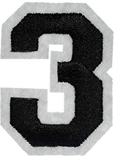 Miniblings Zahl DREI Bügelbild Aufnäher Aufbügler schwarz weiß College 3 Nummer Patch Bügelbild I Kinder Bügelflicken Patches zum Aufbügeln