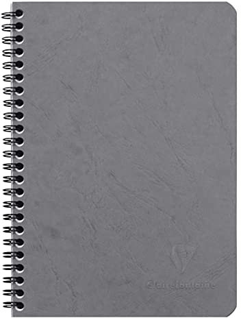 Clairefontaine 785325C Agebag Spiralbuch (DIN A5, 14,8 x 21 cm, 50 Blatt, kariert, Doppelspiralbindung, praktisch für unterwegs, robust und belastbar) 1 Stück grau