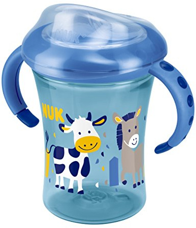 NUK 10255356 Starter Cup, Silikontrinktülle, auslaufsicher, ab 6 Monaten, 230ml, blau