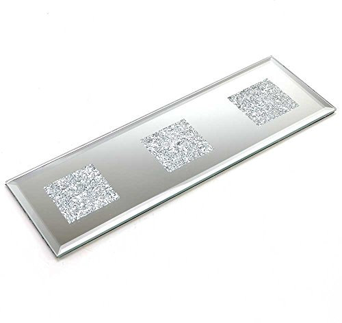 Angraves Lustre Silver Sparkle Glitter Mirrored Glass Display Candle Plate
