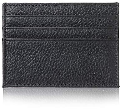 YEHMAN Porte Carte Noir en Cuir de Vachette véritable 7 emplacements Carte de crédit Minimaliste Ultra Plat pour Veste, Pantalon