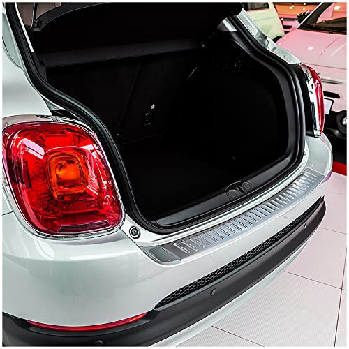 teileplus24 L628 Protezione Paraurti Acciaio inox per Fiat 500X 2014-2018 Con bordo, Colore:Argento spazzolato