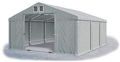 Das Company Lagerzelt 5x6m wasserdicht mit Bodenrahmen und Dachverstärkung grau Zelt 560g/m² PVC Plane hochwertig Zelthalle Summer Plus SD - Faltpavillon - Gartenpavillon - Pavillon - Partyzelt