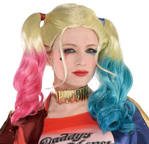 Amscan - Perücke Harley Quinn aus Suicide Squad, Kostümzubehör, Clown, Motto-Party, Karneval