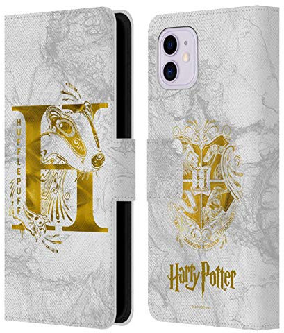 Head Case Designs Officially Licensed Harry Potter Hufflepuff Aguamenti Deathly Hallows IX Leather Book Wallet Case Cover Compatible With Apple iPhone 11