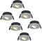HOFTRONIC - 6er LED Einbaustrahler 360° Schwenkbar IP65 Wasserdicht Dimmbar 2700K Extra Warmweiß Deckenspot 3x8W 3x570LM Deckenstrahler Edelstahl 230V 40.000 Brennstuden für innen und außen und bad