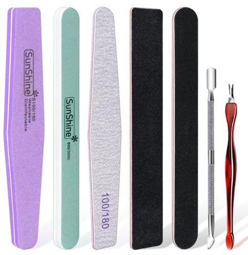 Kit Rimozione Smalto 5 x Lime per Unghie,2 x Spingi Cuticole Raschietto per Rimuovere lo Smalto Semipermanente Gel(Spugna che sfrega i colori casuali)