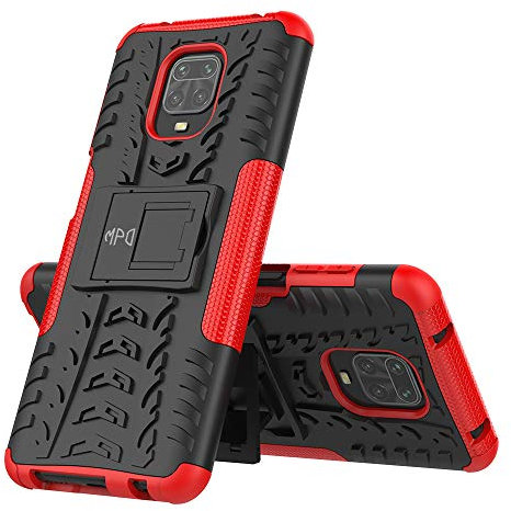 Max Power Digital Funda para móvil Xiaomi Redmi Note 9 Pro/Redmi Note 9s con Soporte Protección 360 Grados 2 en 1 Carcasa Dura Resistente Antigolpes Rugged Armor Case (Xiaomi Redmi Note 9 Pro, Rojo)