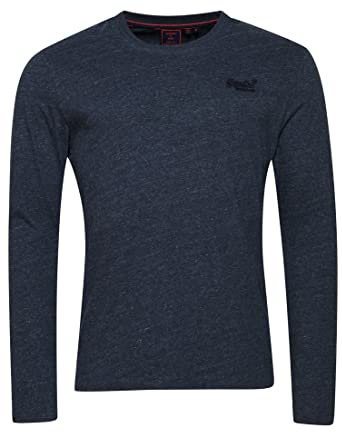 Superdry Men's Vintage Logo EMB L/S TOP T-Shirt, Navy Marl, XX-Large