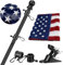 Amerikanische Flagge mit Stange für Haus, 1,5 m, schwarzes Flaggenmast-Set mit bestickter US-Flagge und Montagehalterung, verhedderungsfreier Veranda-Flaggenmast mit Flagge für den Außenbereich