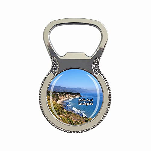 USA 3D Malibu Beach Los Angeles Bierflaschenöffner, Kühlschrankmagnet, Metall, Glas, Kristall, Reise-Souvenir, Geschenk, Heimdekoration