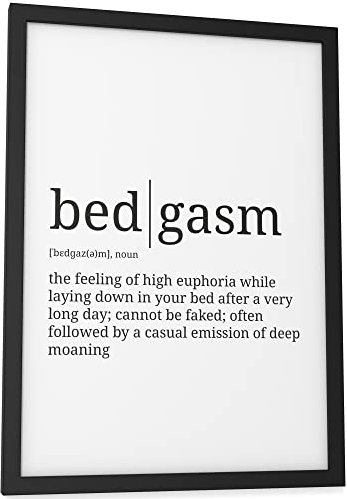 Papierschmiede® Definition Bedgasm, A4 Poster für Wohnzimmer, Schlafzimmer, Küche, Esszimmer, Wandbild Geschenk Wanddeko Spruch English - ohne Rahmen