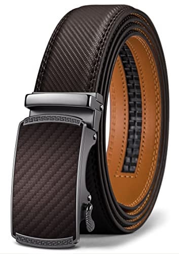 BULLIANT Gürtel Herren, Gürtel Ratsche Ledergürtel Automatikschließe für Herren Anzug Business Kleidung,Breit 35mm,Größe Angepasst(Dunkelbraun-105cm/28-34 taille verstellbar)