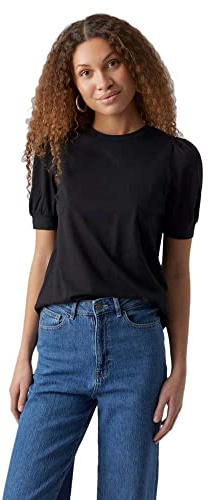 VERO Moda Damen Vmkerry 2/4 O-Neck Top VMA Noos Shirt, Schwarz, XS EU