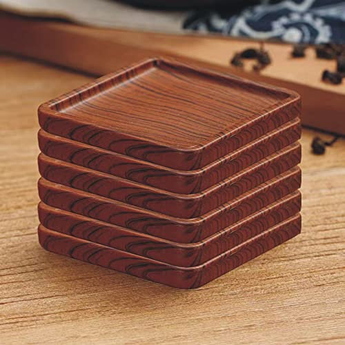 Lot de 6 dessous de verre en plastique antidérapant imitation bois pour la protection de la table