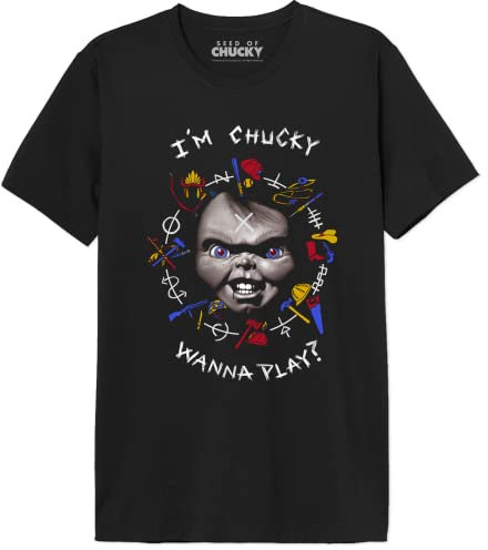 Chucky Herren Uxchuckts001 T-Shirt, Schwarz, XS