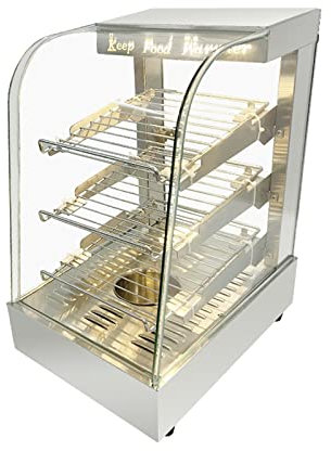 Countertop 15 Food Warmer Display Case 3 Shelf Hot Warming Showcase with Sliding Door and Water Tray,Commercial (15(Silver))