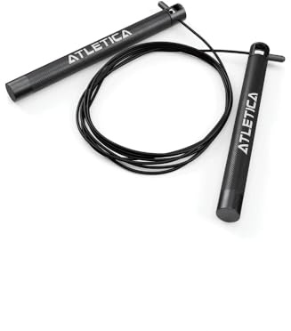 ATLETICA J2 Speed Rope Springseil, Version 2 | Neue Griffe, Verbesserte Kugellager, Leichtgängiges Stahlspringseil, Für schnelle Sprünge, Warm-ups & Cardio