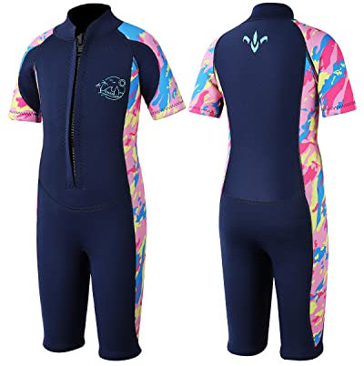 Yikayin Combinaison de Plongée Intégrale/Shorty pour Enfants, 2,5MM Néoprène Combinaison de Plongée pour Garçons et Filles pour la Natation, Plongée, Snorkeling, Surf, Sup